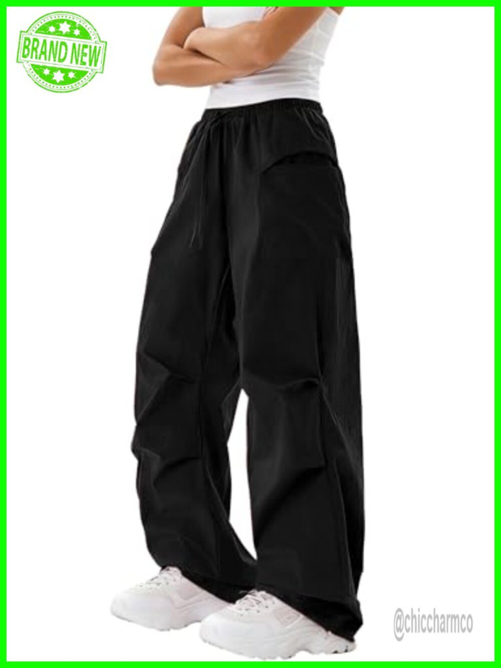 Women's Quick Dry Cargo Hiking Pants Drawstring Elastic Waist Baggy